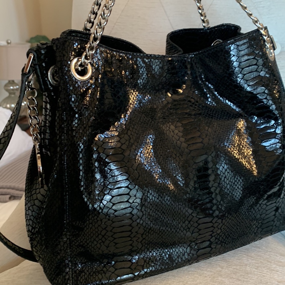 MICHAEL Michael Kors Black Snake-Embossed Bag